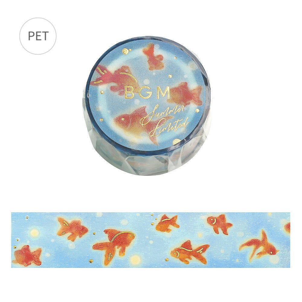Goldfish Clear Tape by BGM showing goldfish swimming on a soft blue background