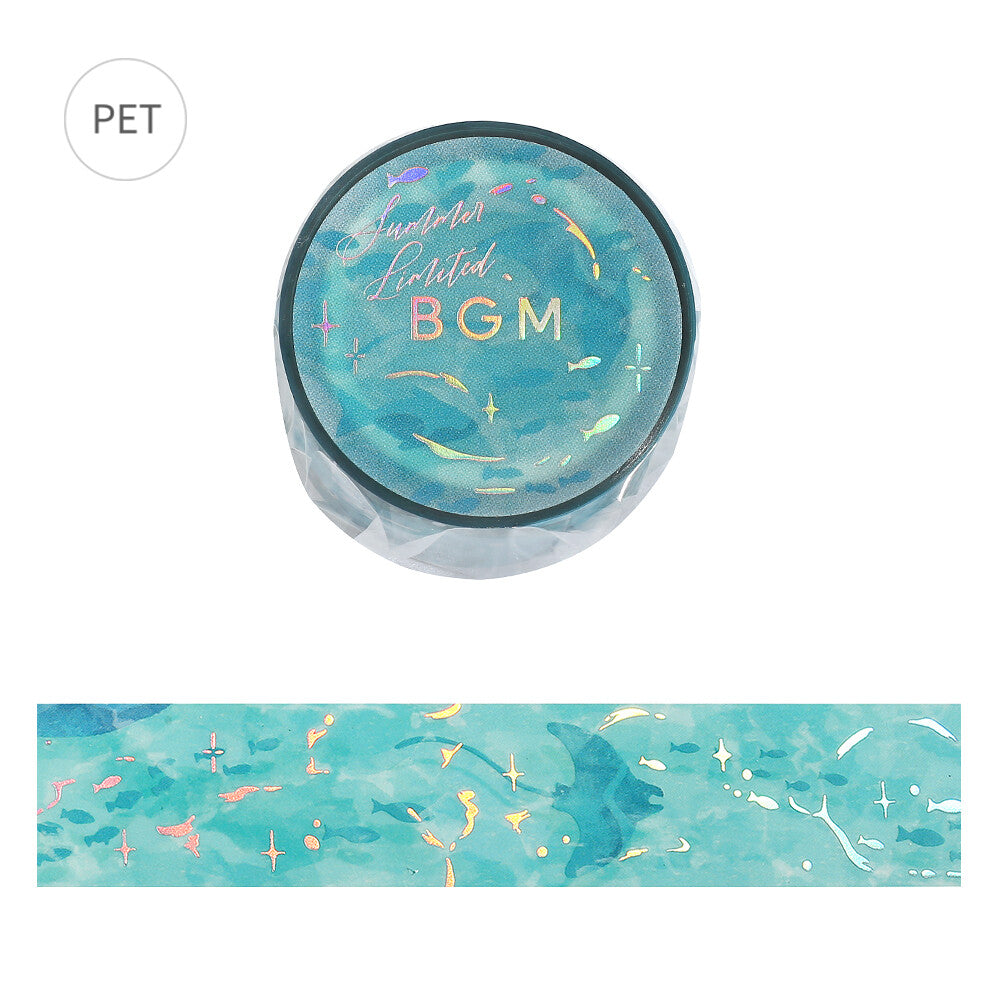 Ocean Wave Clear Tape by BGM featuring ocean waves, fish and manta ray silhouettes