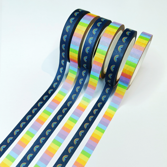 Rainbow and Stripe Skinny Washi Tape ( 2 Pack)