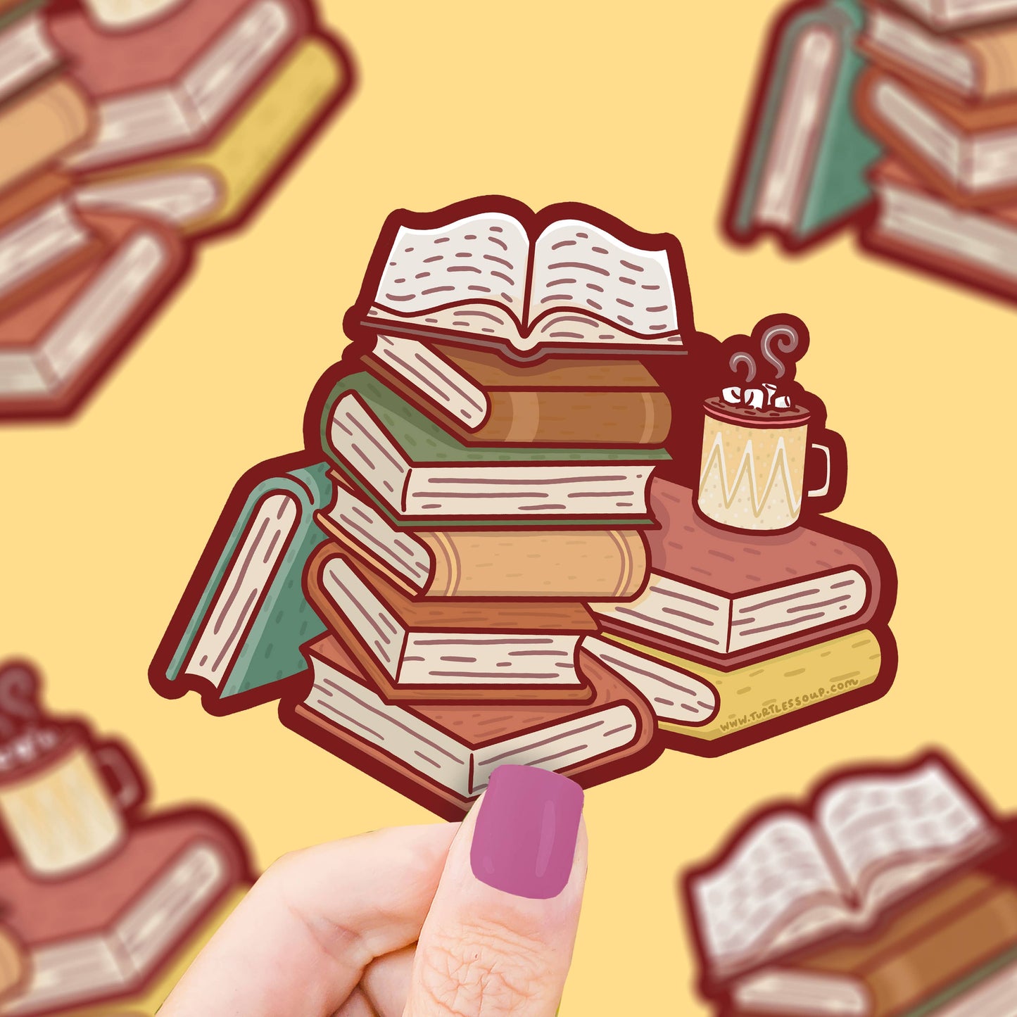 Cozy Book Stack Bookish Vinyl Sticker