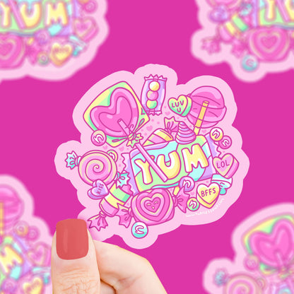 Yummy Pink Sweets Vinyl Sticker