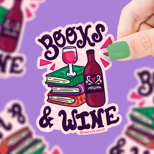 Books and Wine Vinyl Sticker